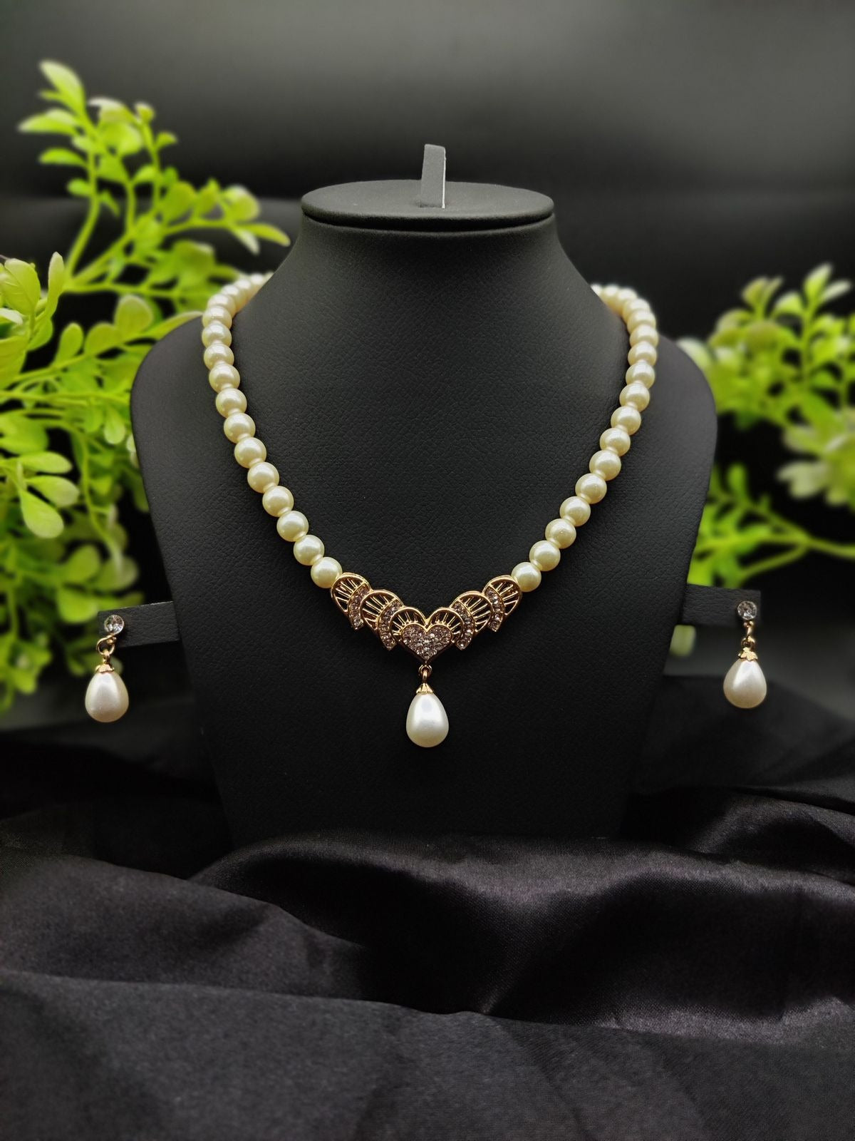 Imported Timeless Pearl Elegance Necklace Set With Drop Earrings | Girls & Women Fashion | 2