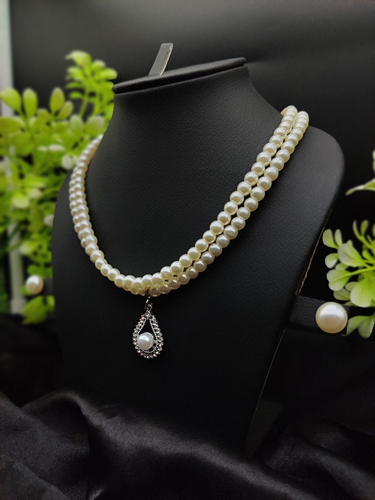 Imported Exquisite Pearl Necklace Set With Radiant Pendant & Earrings | Best Quality Necklace For Girls & Women | 9