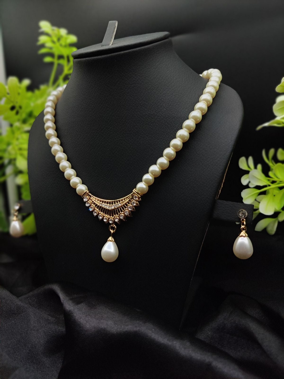 Imported Pearl Perfection Dual-strand Necklace Set With Elegant Teardrop Pendant | Artificial Necklace For Girls & Women | 6