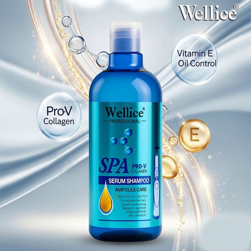 Original Blue Wellice Serum Shampoo 500 Ml Pro V Collagen System wit Tea Tree Oil Gently Cleanses and nourishes Hair