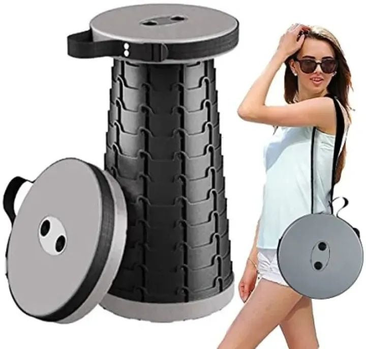 Portable Retractable Folding Stool Chair Latest Smart Outdoor Foldable Collapsible Lightweight Seat Chair Stool for Camping Traveling Picnic Car Easy to Carry Anywhere