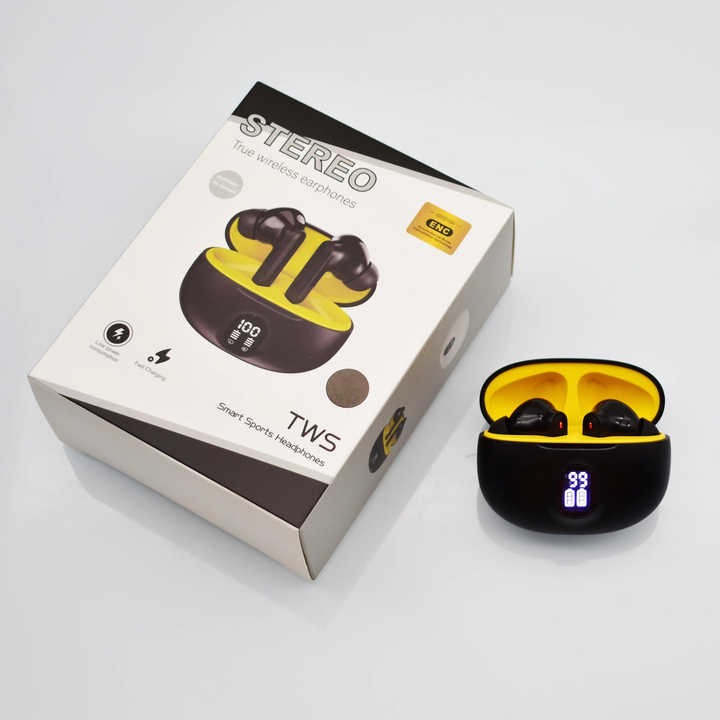 TWS Wireless Earbuds with LED Display β ENC Noise Cancellation, HiFi Stereo, Bluetooth 5.3 β Available in Black & White