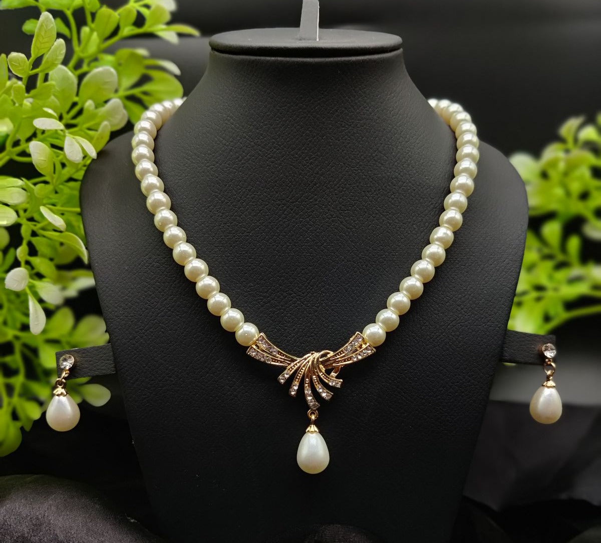 Imported Timeless Pearl Necklace Set With Radiant Pendant & Earrings | Girls & Women Fashion | 14