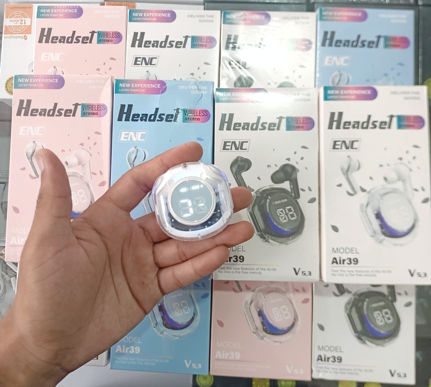 Air 39 Wireless Earbuds Transparent Bluetooth 5.3, Heavy Stereo Bass
