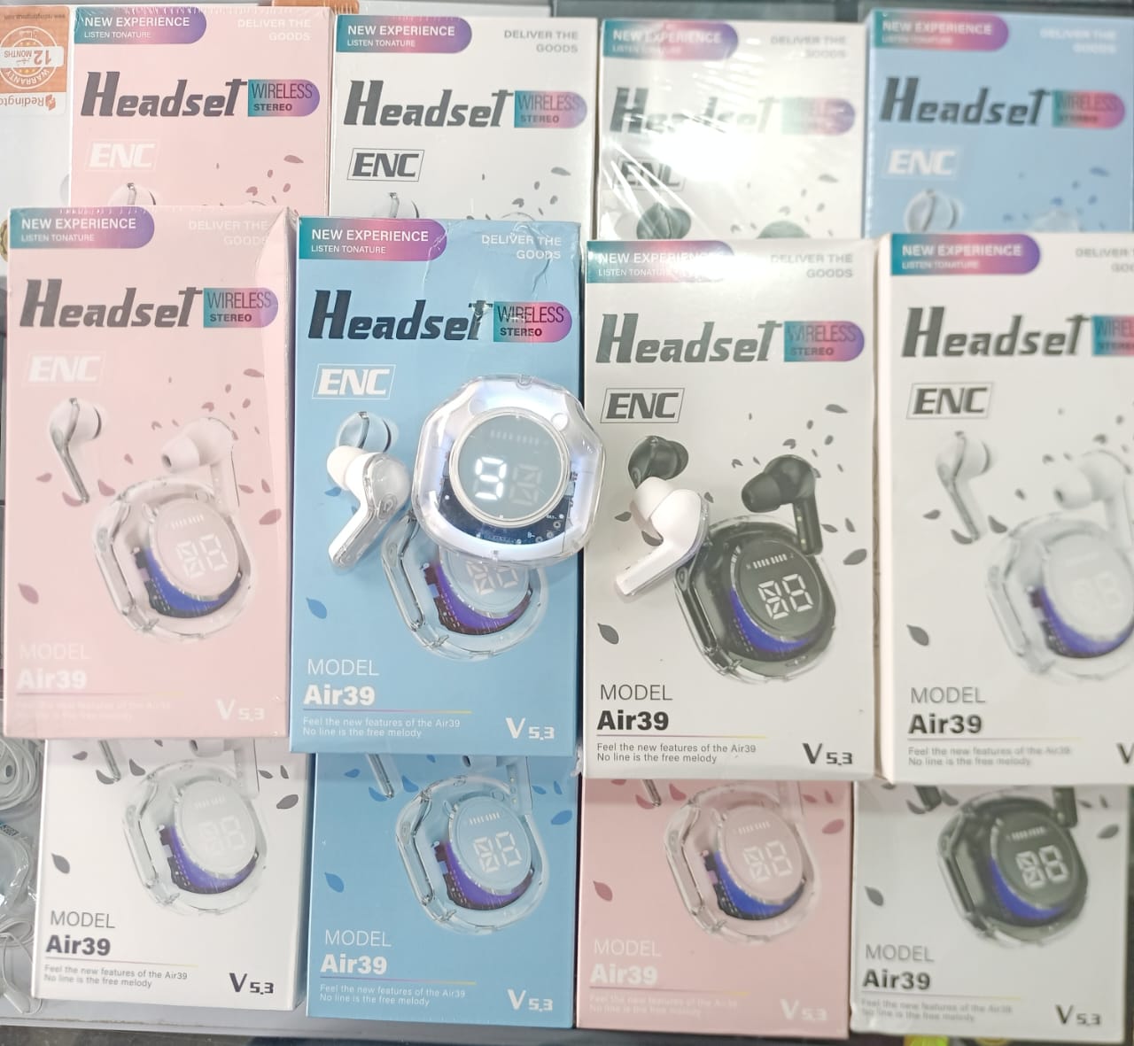 Air 39 Wireless Earbuds Transparent Bluetooth 5.3, Heavy Stereo Bass