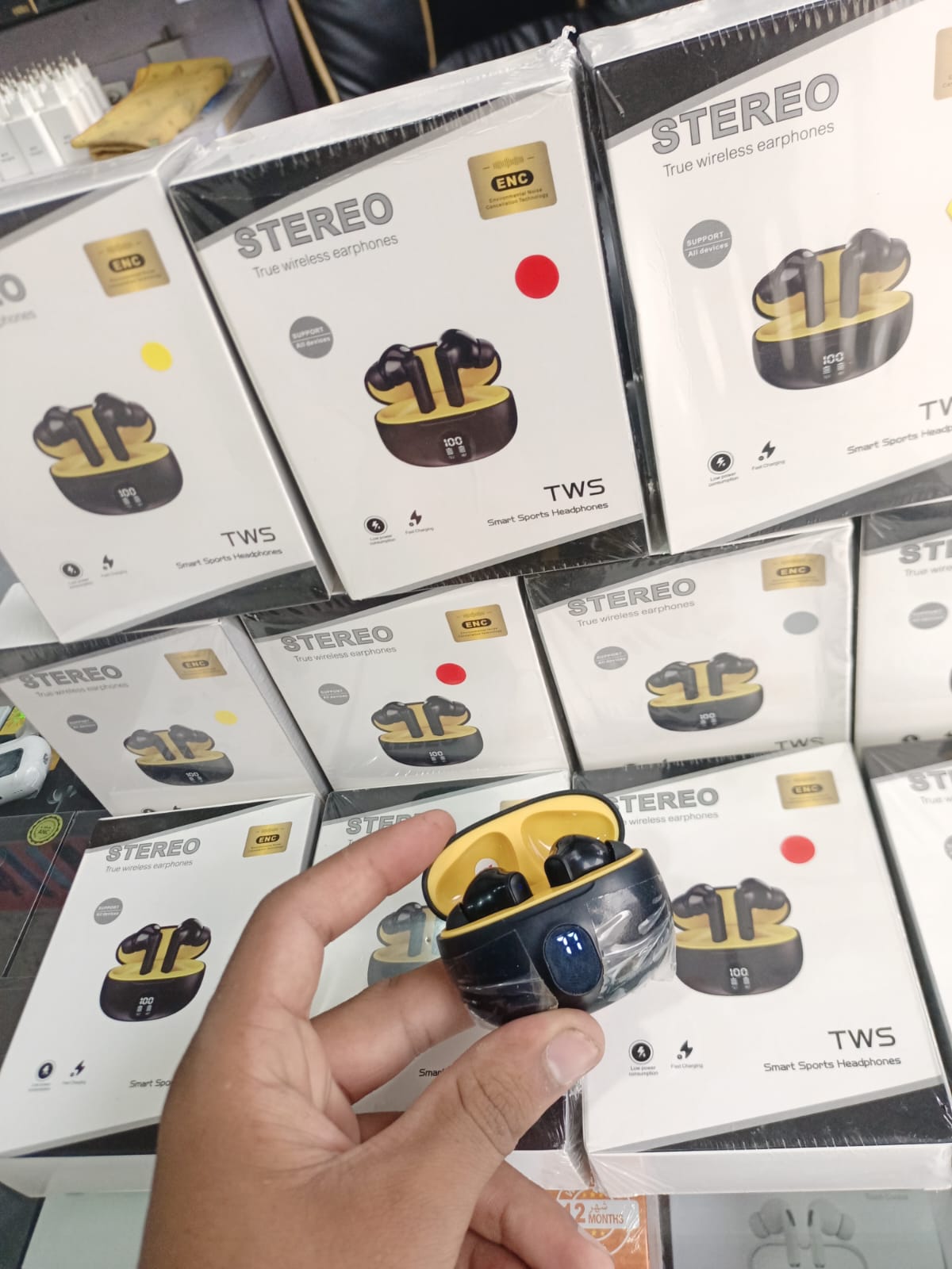 TWS Wireless Earbuds with LED Display – ENC Noise Cancellation, HiFi Stereo, Bluetooth 5.3 – Available in Black & White