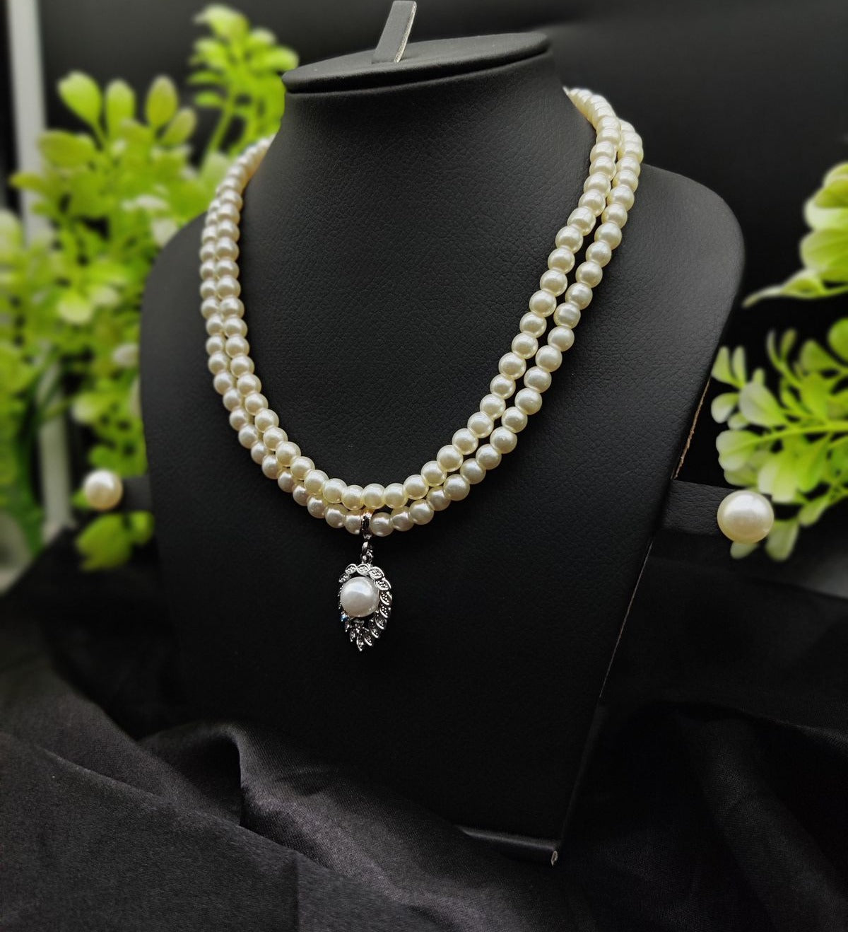 Imported Elegant Double-strand Pearl Necklace With Delicate Pendant | Girls & Women Fashion | 11