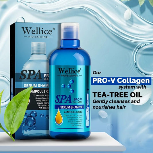 Original Blue Wellice Serum Shampoo 500 Ml Pro V Collagen System wit Tea Tree Oil Gently Cleanses and nourishes Hair