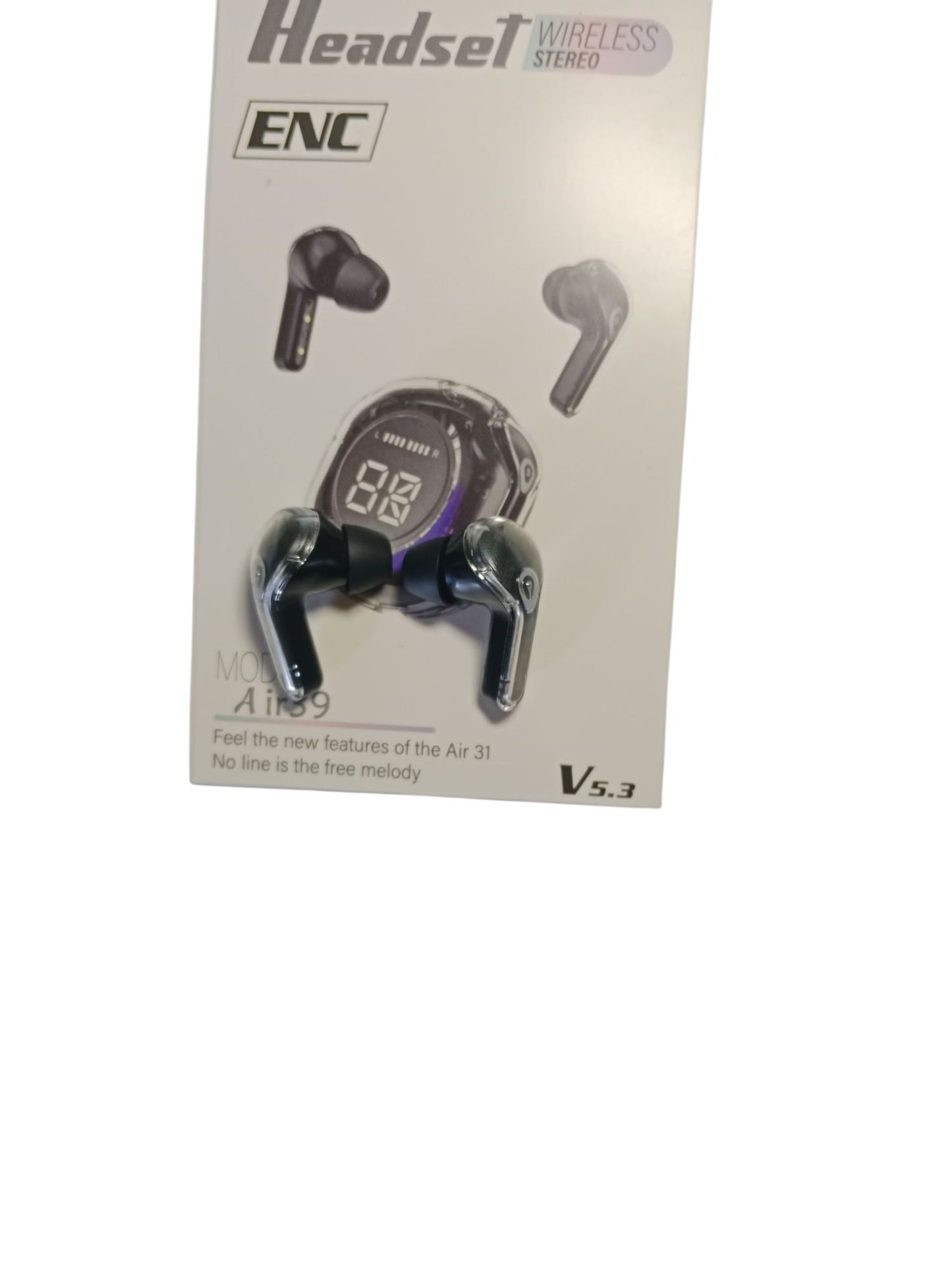 Air 39 Wireless Earbuds Transparent Bluetooth 5.3, Heavy Stereo Bass