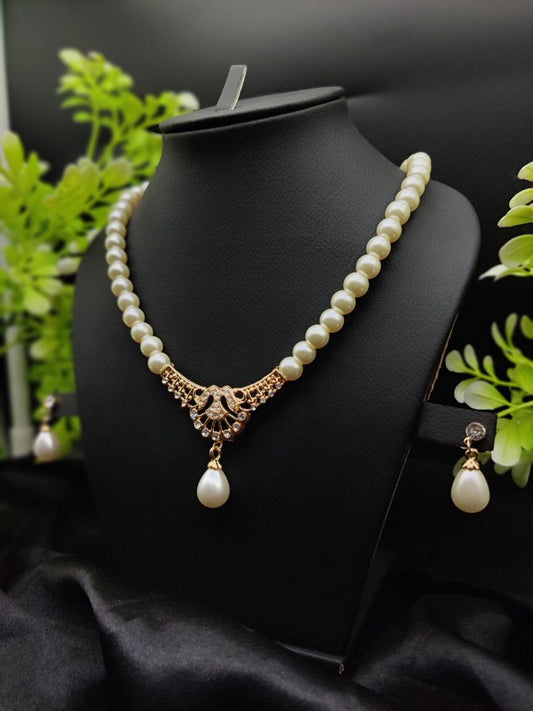 Imported Regal Pearl Embrace Necklace Set With Elegant Drop Design | Best Quality Necklace For Girls & Women | Artificial Jewellery | 1