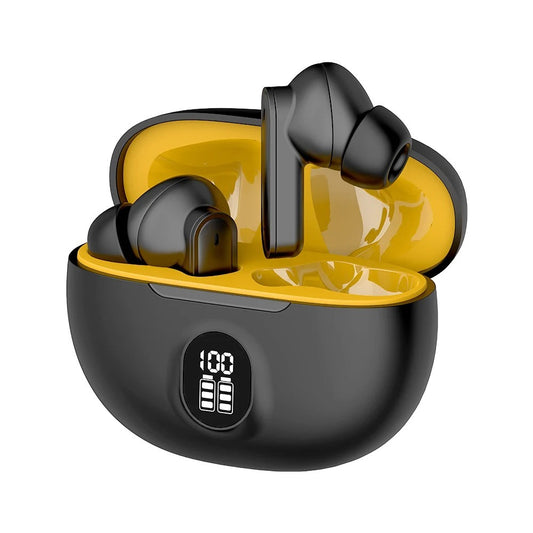 TWS Wireless Earbuds with LED Display – ENC Noise Cancellation, HiFi Stereo, Bluetooth 5.3 – Available in Black & White