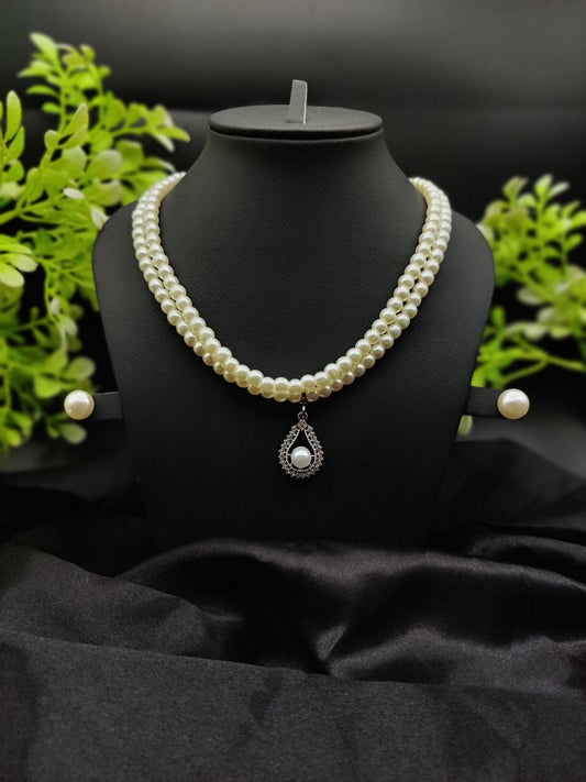 Imported Exquisite Pearl Necklace Set With Radiant Pendant & Earrings | Best Quality Necklace For Girls & Women | 9