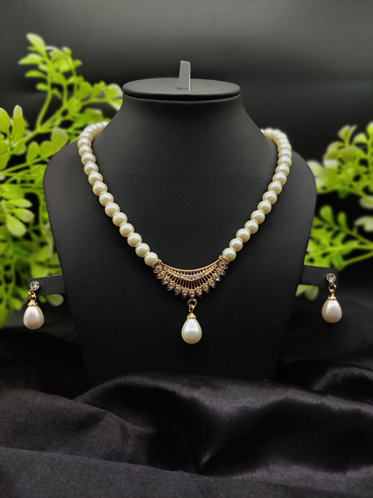 Imported Pearl Perfection Dual-strand Necklace Set With Elegant Teardrop Pendant | Artificial Necklace For Girls & Women | 6