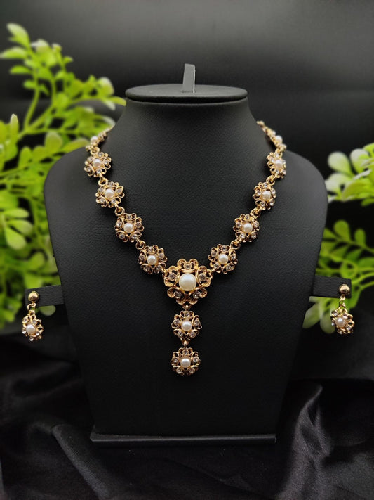 Imported Majestic Pearl Flower Necklace Set | Best Quality Necklace For Girls & Women | Artificial Jewellery | 3